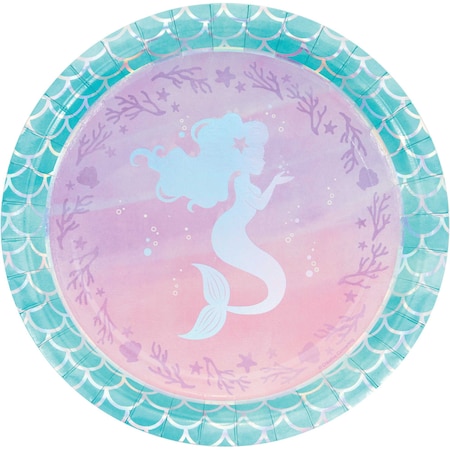 Creative Converting Iridescent Mermaid Party Paper Plates, 9", 96PK 336704